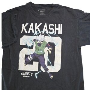 Naruto Shippuden CosPlay T-Shirt‎ Mens Large Black Kakashi Hatake Graphic Tee